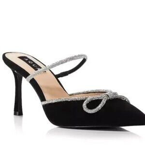 NWOB Aqua Women's Black Heels with Silver Bow Accents